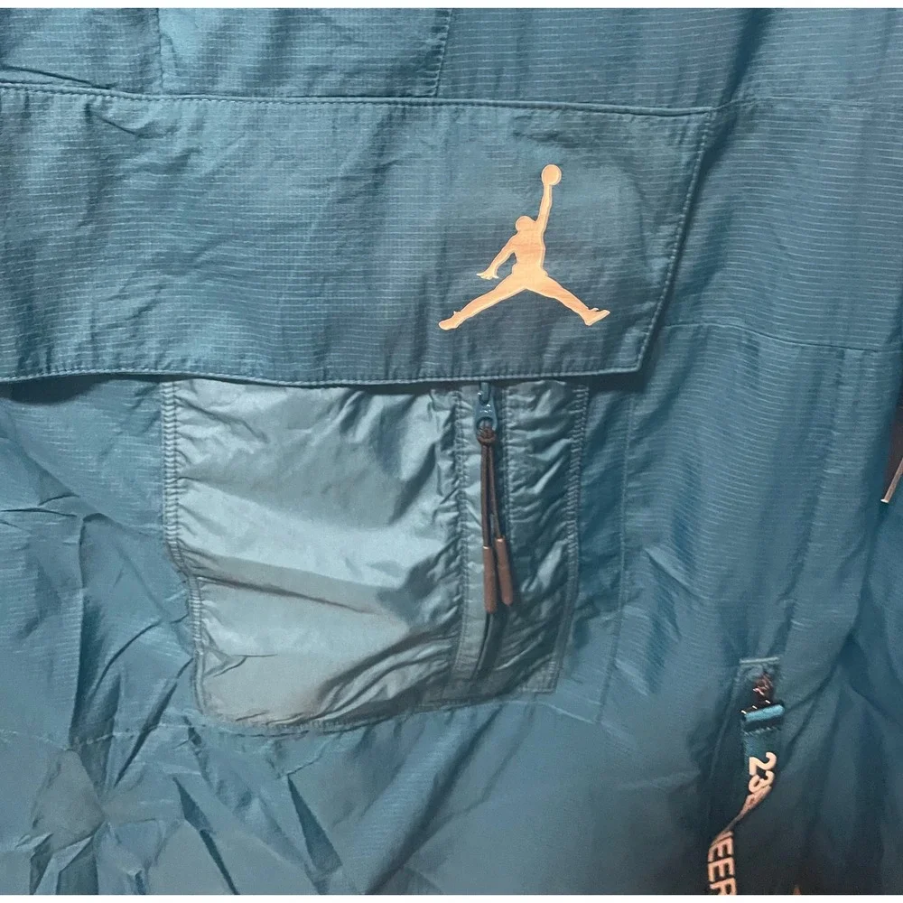 Jordan 23 Engineered Mens Teal Blue Ripstop Quarter Zip Windbreaker Jacket M